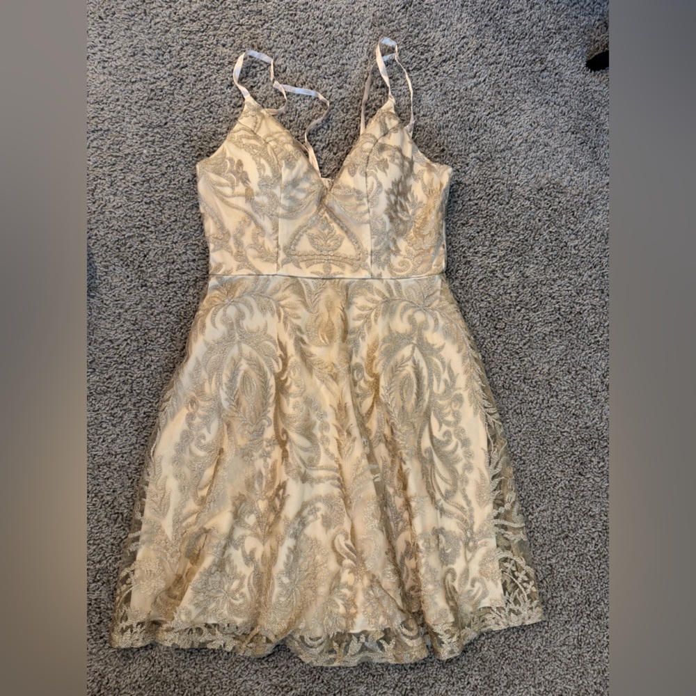 Gold and Cream Lace Dress